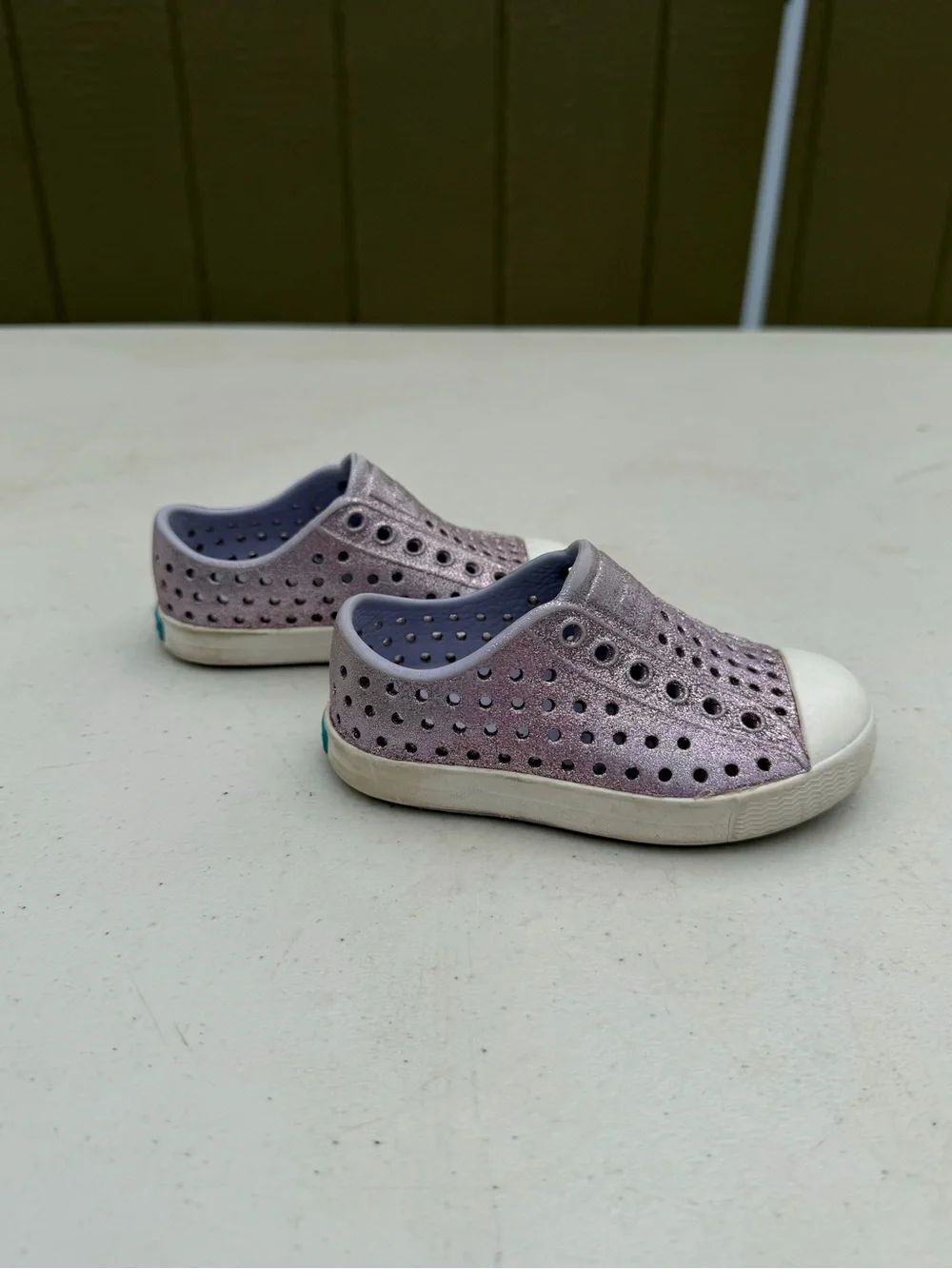 Natives Kids Slip-On Perforated Casual Shoes - Light Purple Sparkle